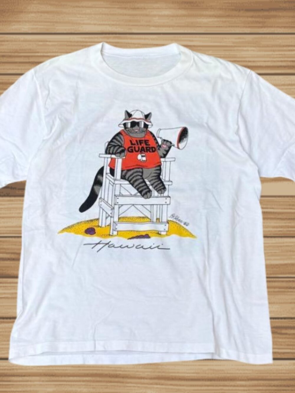 B. Kliban Cat "Life Guard" Hawaii Graphic Tee